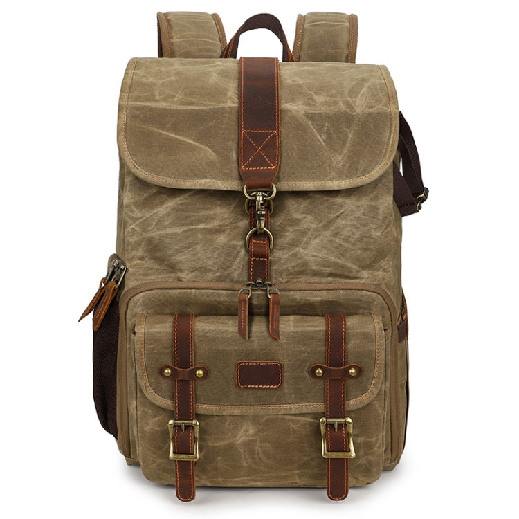 Large Capacity SLR Digital Camera Bag Laptop Backpack Canvas Storage Bag(Khaki) - Backpack by PMC TechLife | Online Shopping South Africa | PMC TechLife | Buy Now Pay Later Mobicred