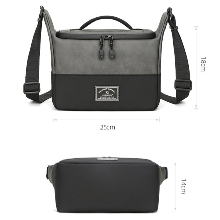 PU Leather Shoulder Crossbody Photography Bag SLR Camera Bag Lens Storage Bag(Gray) - Strap Satchel by PMC TechLife | Online Shopping South Africa | PMC TechLife | Buy Now Pay Later Mobicred