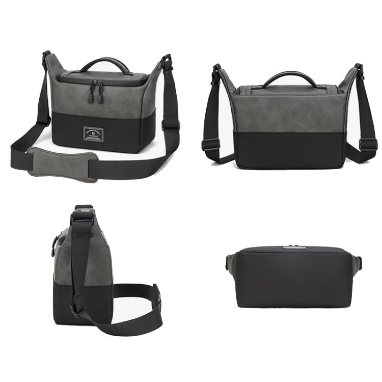 PU Leather Shoulder Crossbody Photography Bag SLR Camera Bag Lens Storage Bag(Gray) - Strap Satchel by PMC TechLife | Online Shopping South Africa | PMC TechLife | Buy Now Pay Later Mobicred