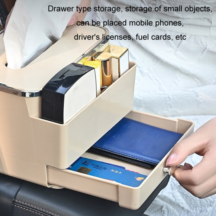 Car Tissue Box Multifunction Cup Holder Armrest Box Storage Box(Beige) - Stowing Tidying by PMC TechLife | Online Shopping South Africa | PMC TechLife | Buy Now Pay Later Mobicred