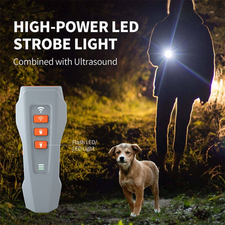 LED Flashing Light Handheld Ultrasonic Bark Arrester Frequency Conversion Dog Training Device(Gray+Orange) - Training Aids by PMC TechLife | Online Shopping South Africa | PMC TechLife | Buy Now Pay Later Mobicred