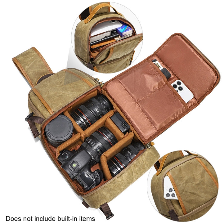 Outdoor Canvas Wear-resistant Waterproof Photography Shoulder Bag(Khaki) - Strap Satchel by PMC TechLife | Online Shopping South Africa | PMC TechLife | Buy Now Pay Later Mobicred