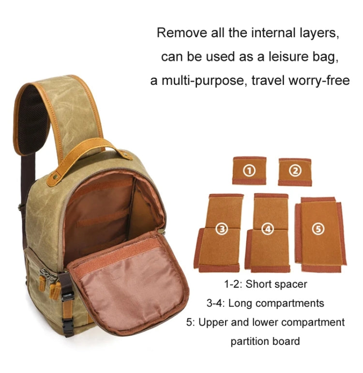 Outdoor Canvas Wear-resistant Waterproof Photography Shoulder Bag(Khaki) - Strap Satchel by PMC TechLife | Online Shopping South Africa | PMC TechLife | Buy Now Pay Later Mobicred