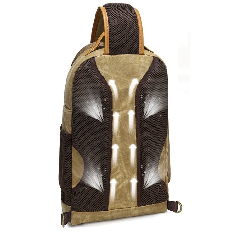 Outdoor Canvas Wear-resistant Waterproof Photography Shoulder Bag(Khaki) - Strap Satchel by PMC TechLife | Online Shopping South Africa | PMC TechLife | Buy Now Pay Later Mobicred
