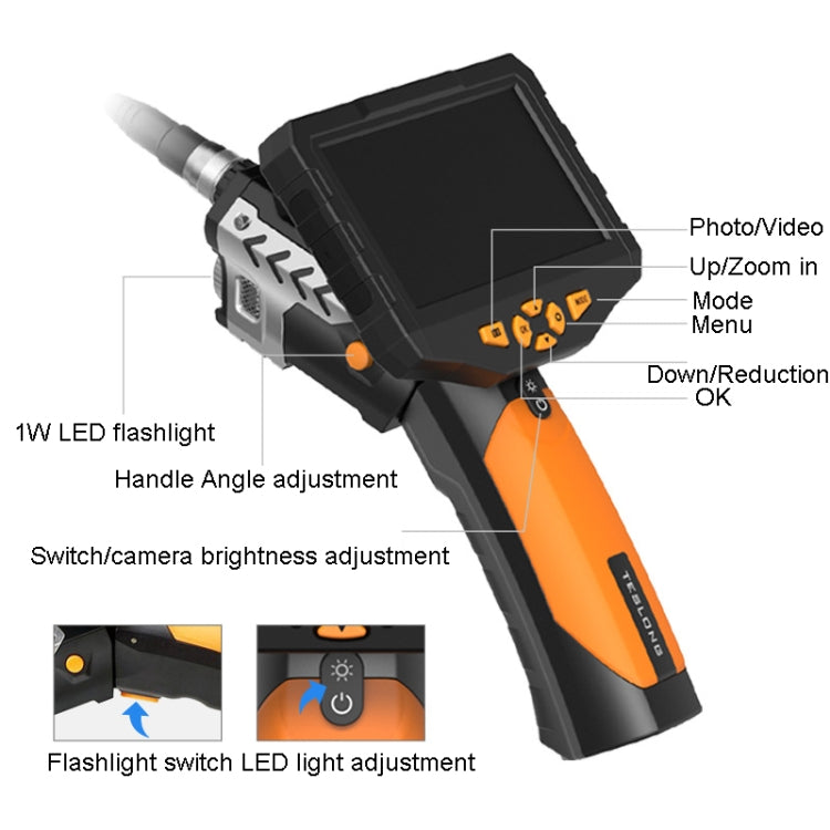 Teslong NTS300 5.5mm-1M Dual Lens Waterproof 5 Inch HD Industrial Borescope Auto Repair Tools - free shipping - PMC TechLife - Order now!