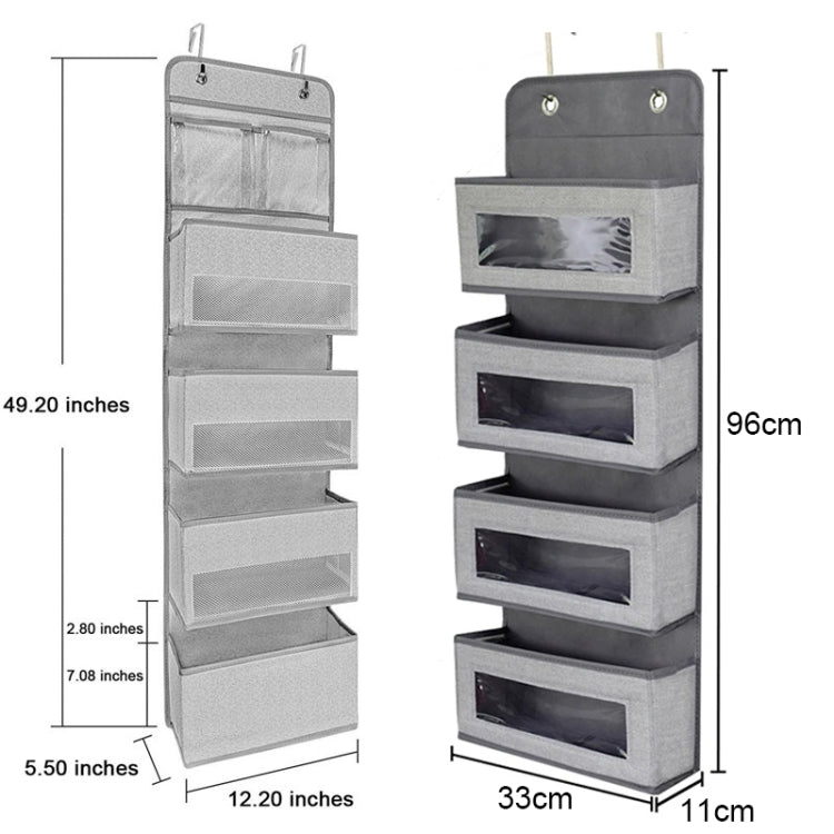 GD03 Wall-Mounted Fabric Storage Bag Wardrobe Room Door Behind Hanging Bag, Color: 4+1 Gray - free shipping - PMc TechLife - Order now!