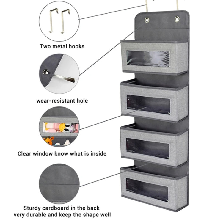 GD03 Wall-Mounted Fabric Storage Bag Wardrobe Room Door Behind Hanging Bag, Color: 4+1 Gray - free shipping - PMc TechLife - Order now!