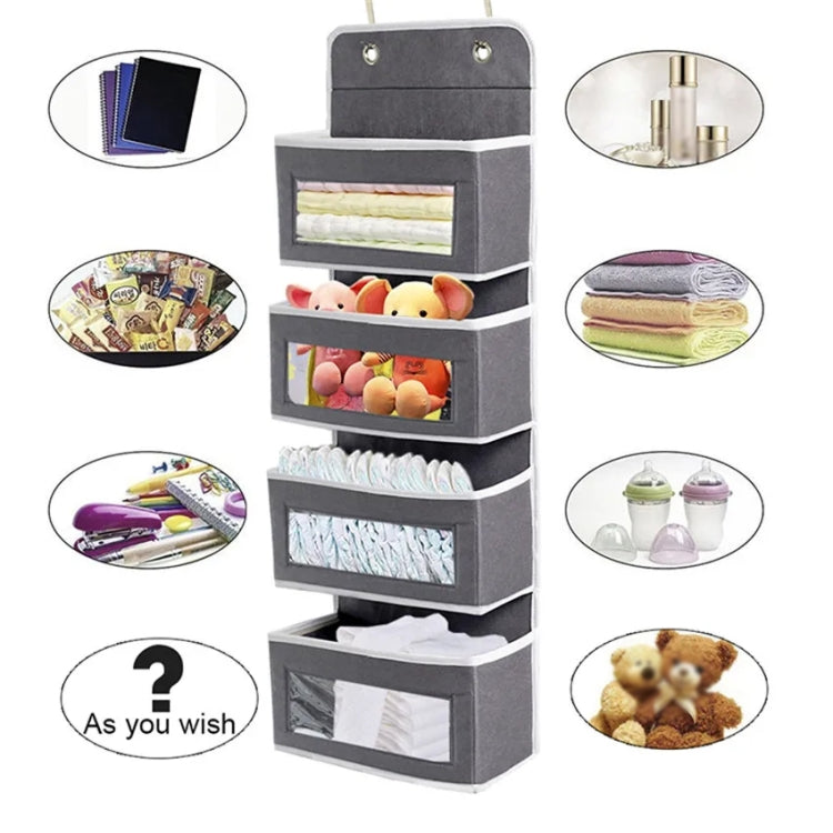 GD03 Wall-Mounted Fabric Storage Bag Wardrobe Room Door Behind Hanging Bag, Color: 4+1 Gray - free shipping - PMc TechLife - Order now!