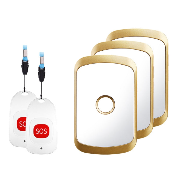 CACAZI C20 Two To Three Wireless Pager For The Elderly Home Care Waterproof Emergency Pager, EU Plug(Gold) - Wireless Doorbell by CACAZI | Online Shopping South Africa | PMC TechLife | Buy Now Pay Later Mobicred