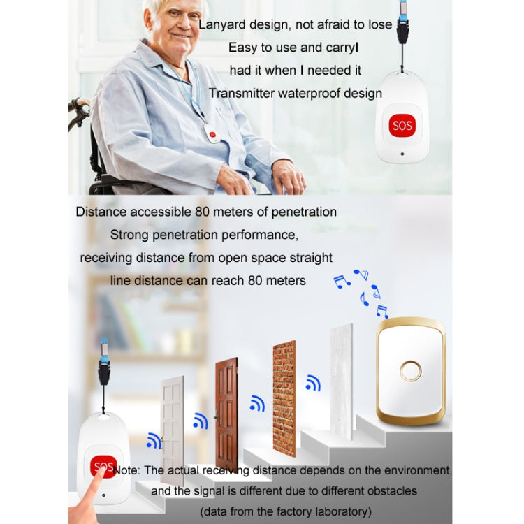 CACAZI C20 Two To Three Wireless Pager For The Elderly Home Care Waterproof Emergency Pager, EU Plug(Black) - free shipping - PMC TechLife - Order now!