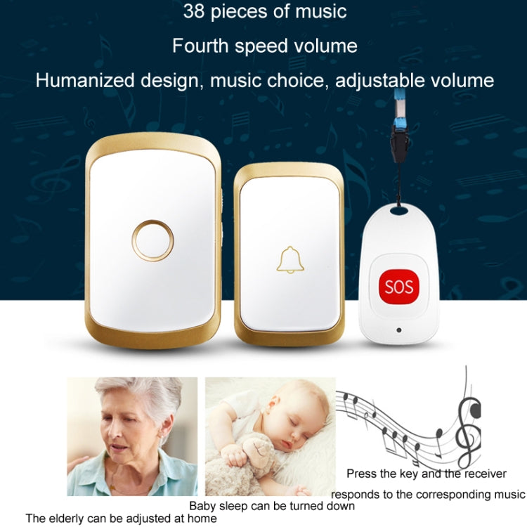 CACAZI C20 Two To Three Wireless Pager For The Elderly Home Care Waterproof Emergency Pager, EU Plug(Black) - free shipping - PMC TechLife - Order now!