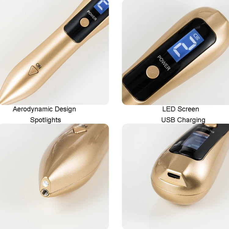 9 Gears Mole Spotting Pen LCD Home Laser Mole Spot Sweeping Beauty Instrument Without Shoot Light(Gold) - free shipping - PMC TechLife - Order now!
