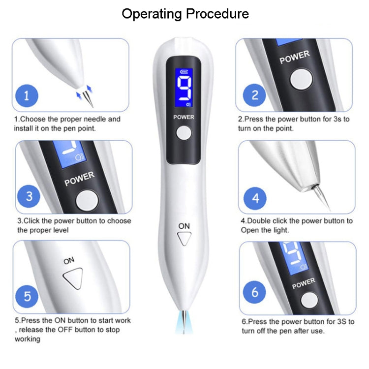 9 Gears Mole Spotting Pen LCD Home Laser Mole Spot Sweeping Beauty Instrument With Shot Light(White) - free shipping - PMC TechLife - Order now!