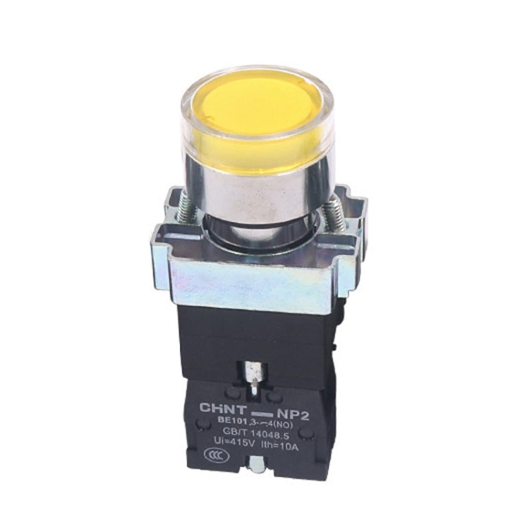 CHINT NP2-BW3563/220V 2 NO Pushbutton Switches With LED Light Silver Alloy Contact Push Button (Yellow) - Car Switches by PMC TechLife | Online Shopping South Africa | PMC TechLife | Buy Now Pay Later Mobicred