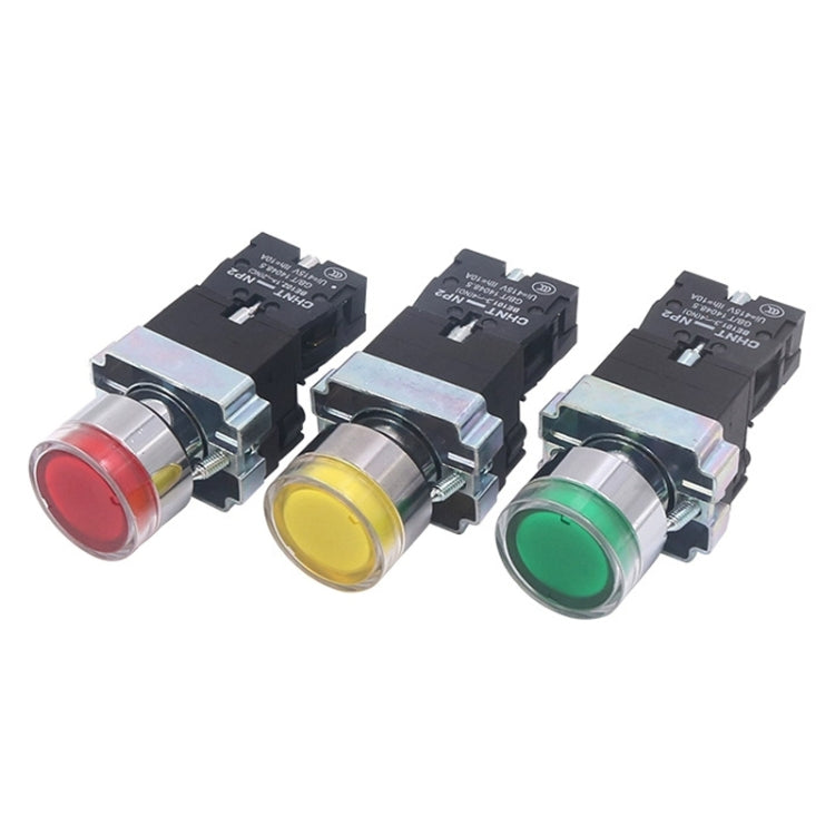 CHINT NP2-BW3361/220V 1 NO Pushbutton Switches With LED Light Silver Alloy Contact Push Button (Green) - Car Switches by PMC TechLife | Online Shopping South Africa | PMC TechLife | Buy Now Pay Later Mobicred