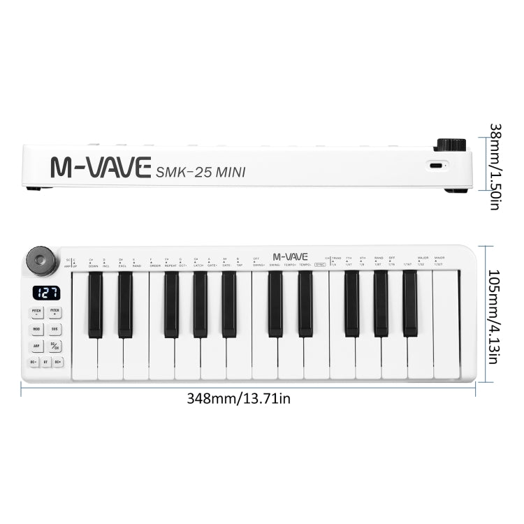 M-VAVE SKM-25MINI Digital Electronic Piano 25 Key Musical Instrument MIDI Keyboard Controller - free shipping - PMC Jewellery - Order now!
