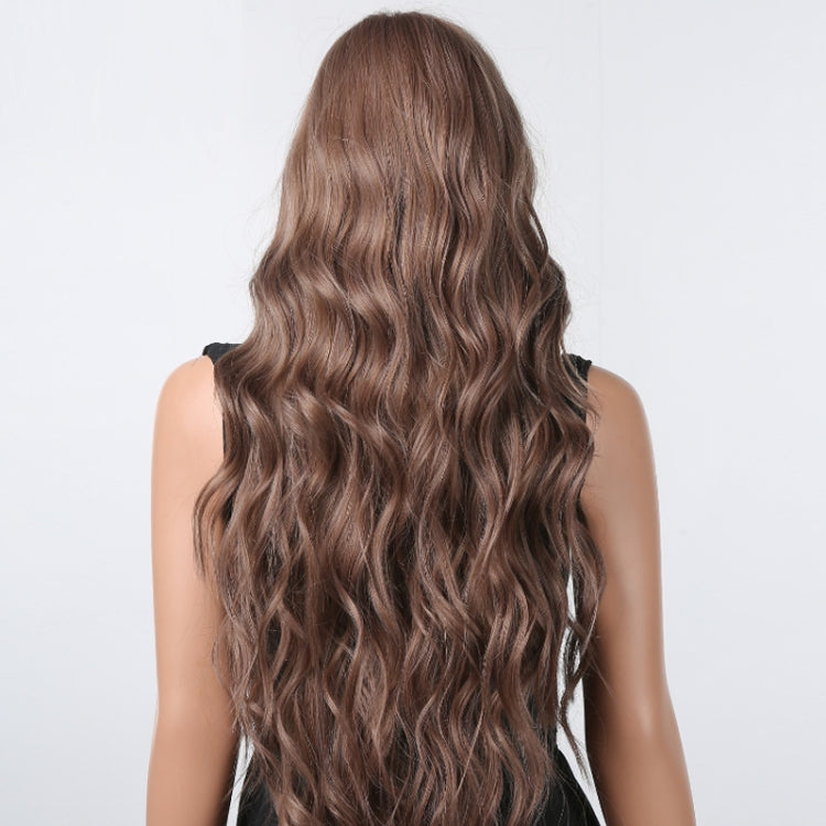 Women Long Hair Wig with Bangs Gradient Fluffy Water Ripple Curly Hair Wig, Color: Dark Brown LC1061-1 - free shipping - PMC TechLife - Order now!