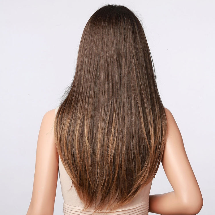 Gradient Long Straight Hair Chemical Fiber High Temperature Silk Wig with Bangs, Color: LC5067 - free shipping - PMC TechLife - Order now!