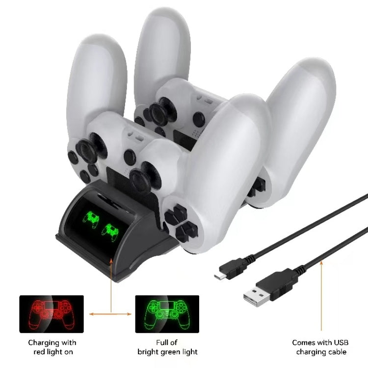 For PS4 Slim / Pro Gamepad Docking Charger Controller Dual Charger With Display Lights(White) - Charger & Power by PMc TechLife | Online Shopping South Africa | PMc TechLife | Buy Now Pay Later Mobicred