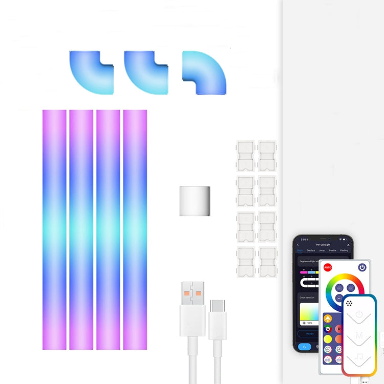 4pcs+3 Corners Bluetooth 12V RGBIC Splicing Wall Light Intelligent Remote Control Indoor Decorative Ambient Lights(EU Plug) - Novelty Lighting by PMC TechLife | Online Shopping South Africa | PMC TechLife | Buy Now Pay Later Mobicred