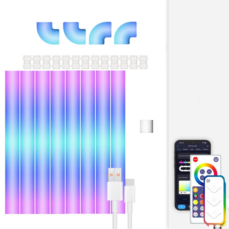 8pcs+4 Corners Bluetooth 12V RGBIC Splicing Wall Light Intelligent Remote Control Indoor Decorative Ambient Lights(US Plug) - Novelty Lighting by PMC TechLife | Online Shopping South Africa | PMC TechLife | Buy Now Pay Later Mobicred