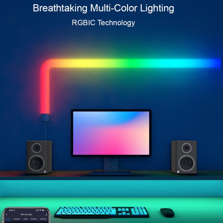 4pcs+3 Corners WiFi 12V RGBIC Splicing Wall Light Intelligent Remote Control Indoor Decorative Ambient Lights(UK Plug) - Novelty Lighting by PMC TechLife | Online Shopping South Africa | PMC TechLife | Buy Now Pay Later Mobicred
