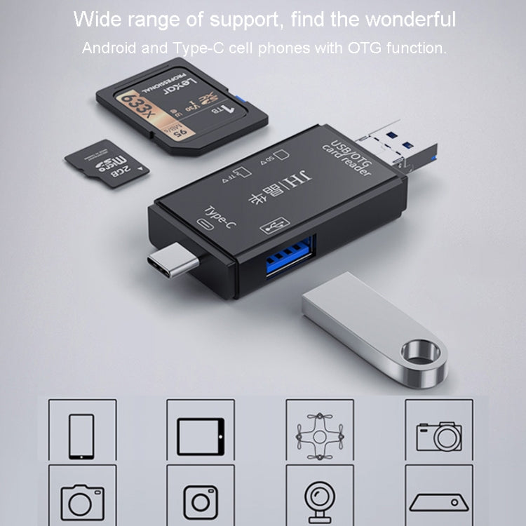 JINGHUA USB2.0 Multi-Function Card Reader SD/TF Dual Card Slot Cell Phone Computer Card Reader(Black) - free shipping - PMC TechLife - Order now!