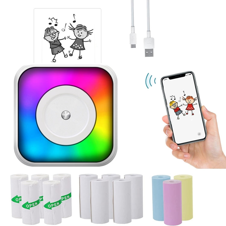 RGB Light Portable Mini Bluetooth Printer Inkless Document Label Printer with 1-Roll Paper - Receipt Printers by PMC TechLife | Online Shopping South Africa | PMC TechLife | Buy Now Pay Later Mobicred