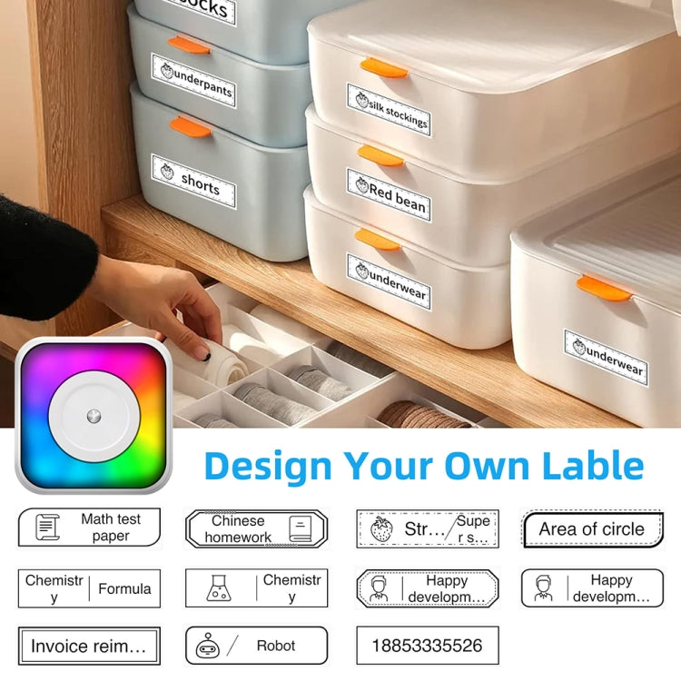 RGB Light Portable Mini Bluetooth Printer Inkless Document Label Printer with 1-Roll Paper - Receipt Printers by PMC TechLife | Online Shopping South Africa | PMC TechLife | Buy Now Pay Later Mobicred