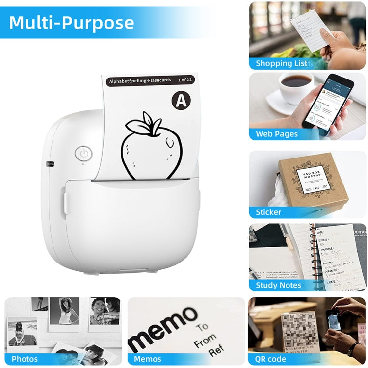 RGB Light Portable Mini Bluetooth Printer Inkless Document Label Printer with 5-Rolls Paper - Printer by PMC TechLife | Online Shopping South Africa | PMC TechLife | Buy Now Pay Later Mobicred