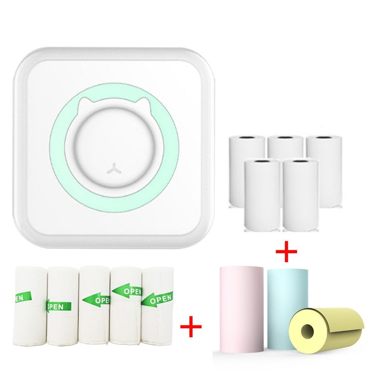 C15 Mini Student Bluetooth Inkless Photo Label Thermal Printer, Spec: Green+5 Stickers+5 Paper+3 Color Paper - free shipping - PMC TechLife - Order now!