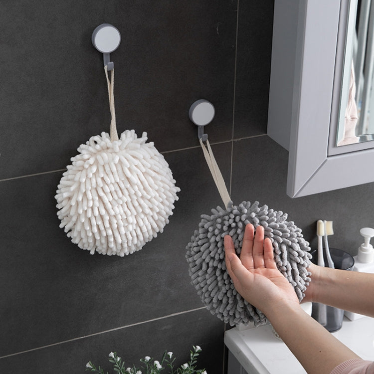 Chenille Hand Wipe Ball Large Hanging Bathroom Quick Dry Hand Towel Kitchen Rag Wipe Handkerchief(White) - Sponges, Cloths & Brushes by PMC TechLife | Online Shopping South Africa | PMC TechLife | Buy Now Pay Later Mobicred