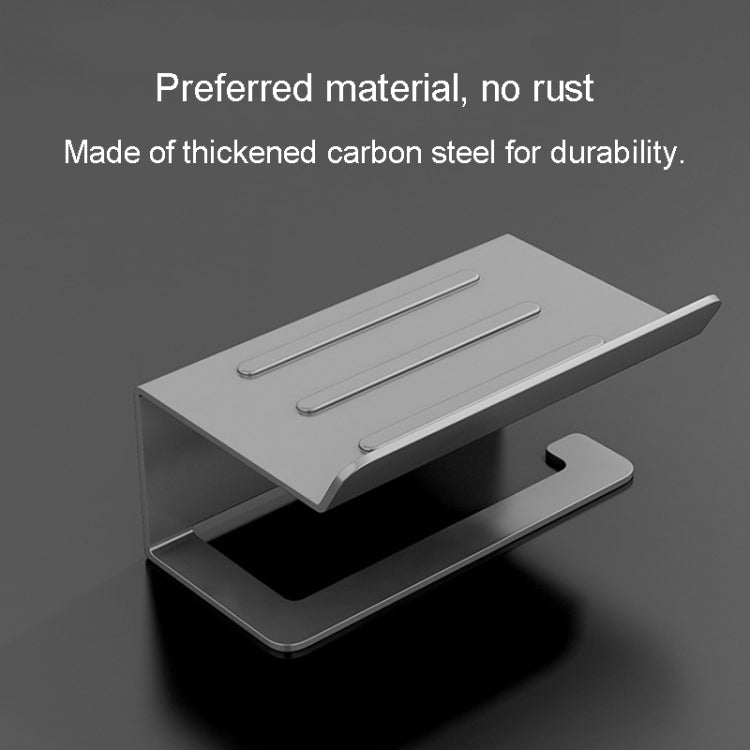 Stainless Steel Bathroom Roll Paper Holder No-Punch Cell Phone Storage Shelf, Style: Phone Rack (Black) - Shelves by PMC TechLife | Online Shopping South Africa | PMC TechLife