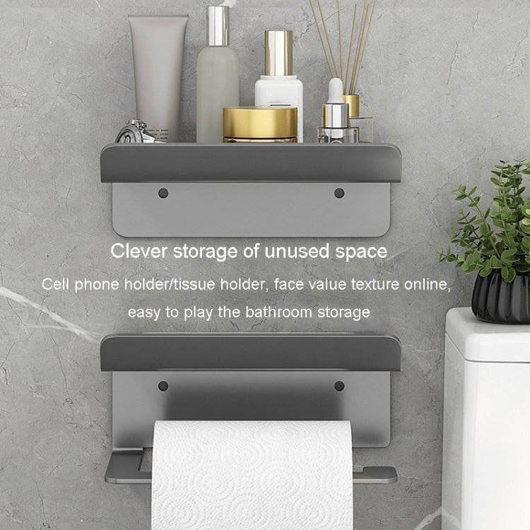 Stainless Steel Bathroom Roll Paper Holder No-Punch Cell Phone Storage Shelf, Style: Phone Rack (White) - Shelves by PMC TechLife | Online Shopping South Africa | PMC TechLife
