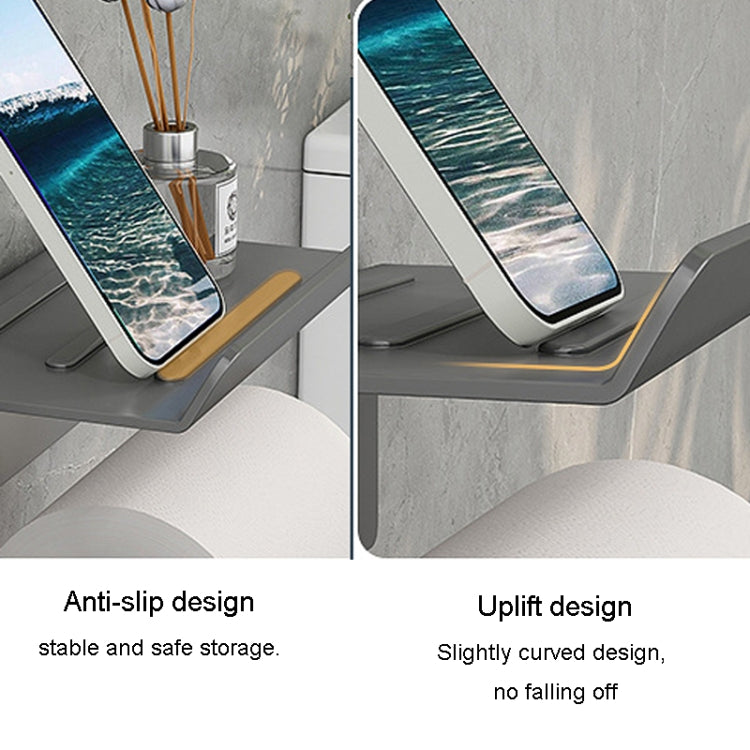 Stainless Steel Bathroom Roll Paper Holder No-Punch Cell Phone Storage Shelf, Style: Phone Rack (White) - Shelves by PMC TechLife | Online Shopping South Africa | PMC TechLife