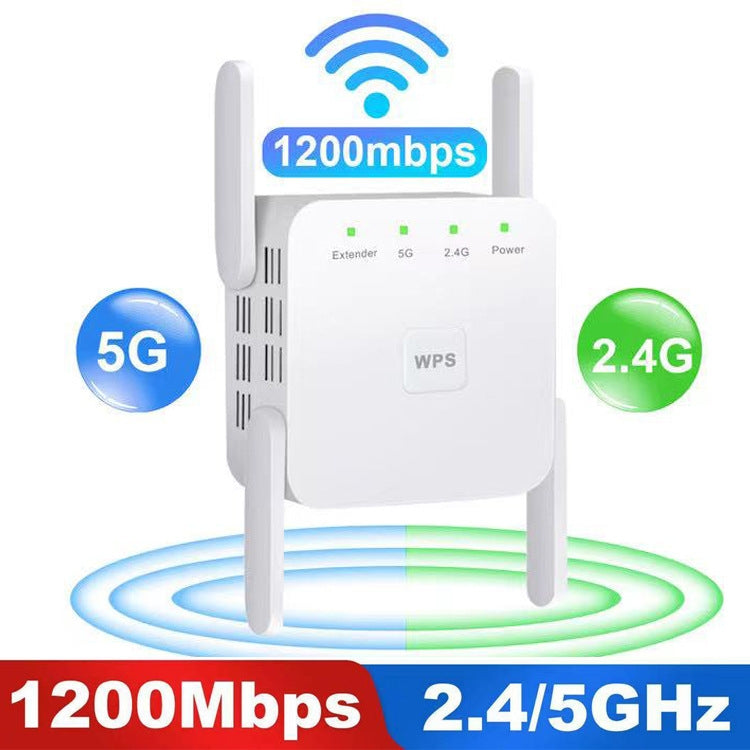 1200Mbps 2.4G / 5G WiFi Extender Booster Repeater Supports Ethernet Port White US Plug - Broadband Amplifiers by PMC TechLife | Online Shopping South Africa | PMC TechLife