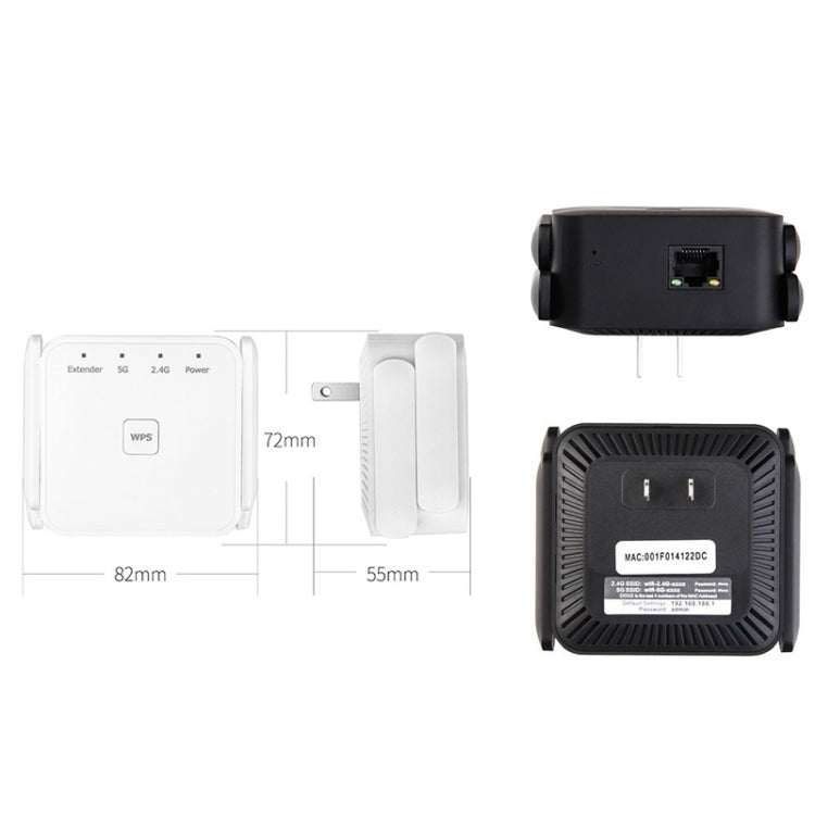 1200Mbps 2.4G / 5G WiFi Extender Booster Repeater Supports Ethernet Port White EU Plug - Broadband Amplifiers by PMC Jewellery | Online Shopping South Africa | PMC Jewellery | Buy Now Pay Later Mobicred
