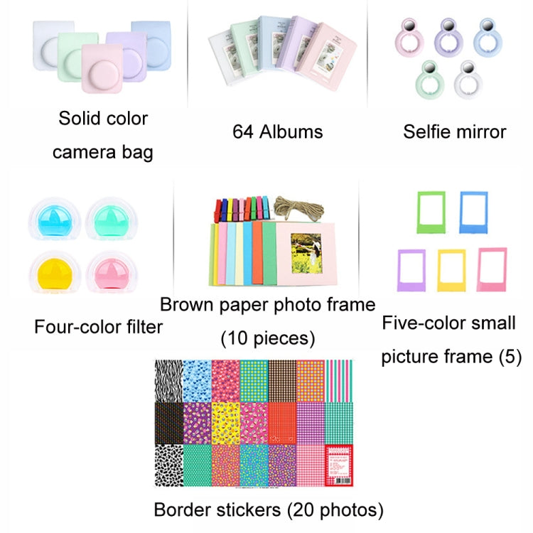 For Polaroid Mini12 7 in 1 Photo Album Sticker Photo Frame Camera Bag, Color: Blue - Leather Bag by PMC TechLife | Online Shopping South Africa | PMC TechLife | Buy Now Pay Later Mobicred