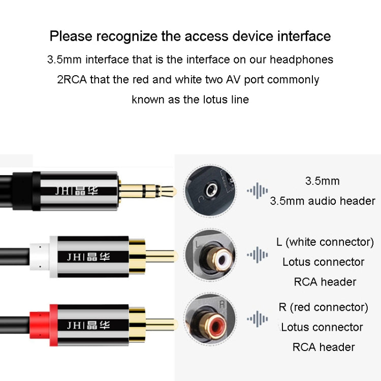JINGHUA 1 In 2 3.5mm Audio Cable  3.5mm To 2RCA Double Lotus Computer Speaker Cell Phone Plug Cable, Length: 10m - free shipping - PMC TechLife - Order now!