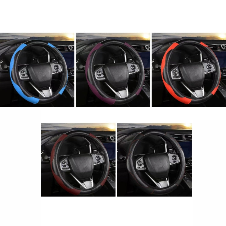 39cm Carbon Fiber Elastic Leather Without Inner Ring Car Steering Wheel Cover, Color: Red - Steering Wheel Accessories by PMC TechLife | Online Shopping South Africa | PMC TechLife | Buy Now Pay Later Mobicred