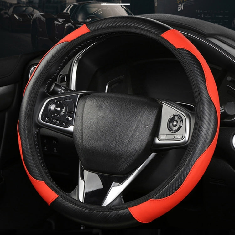 39cm Carbon Fiber Elastic Leather Without Inner Ring Car Steering Wheel Cover, Color: Black - Steering Wheel Accessories by PMC TechLife | Online Shopping South Africa | PMC TechLife | Buy Now Pay Later Mobicred