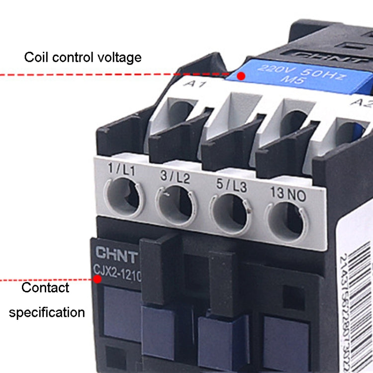 CHNT CJX2-1210 12A 220V Silver Alloy Contacts Multi-Purpose Single-Phase AC Contactor - Relays by CHNT | Online Shopping South Africa | PMC TechLife | Buy Now Pay Later Mobicred
