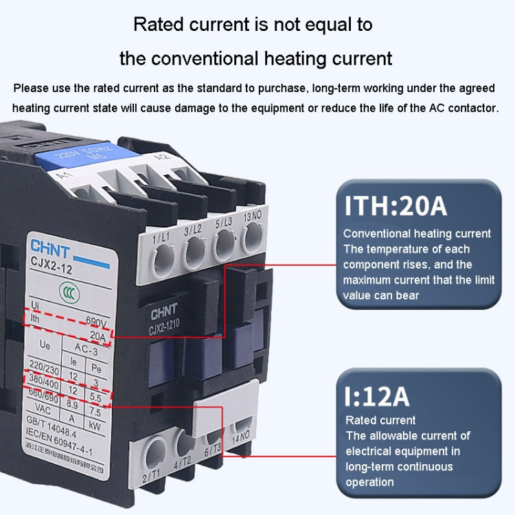 CHNT CJX2-3210 32A 220V Silver Alloy Contacts Multi-Purpose Single-Phase AC Contactor - Relays by CHNT | Online Shopping South Africa | PMC TechLife | Buy Now Pay Later Mobicred