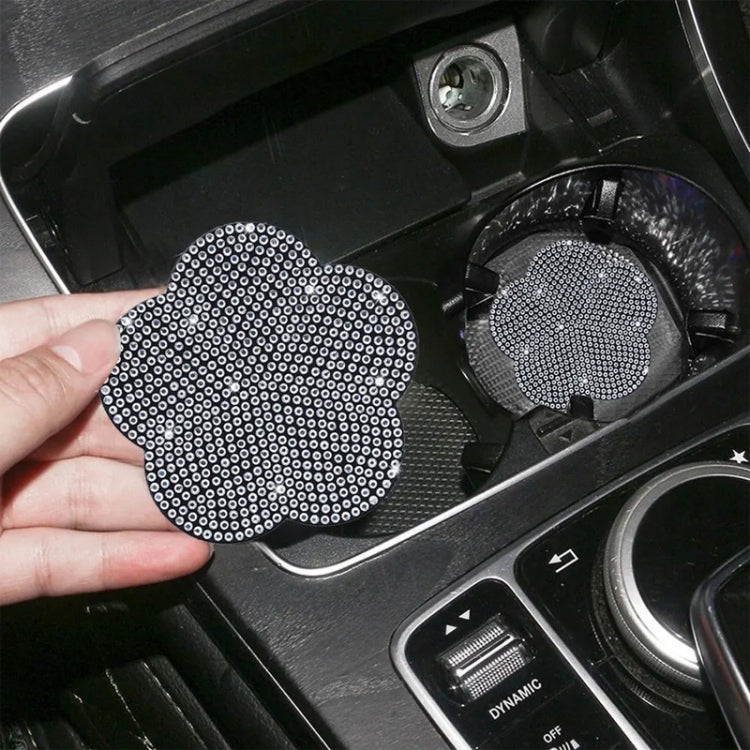 Car-mounted Diamond-filled Plum Blossom Decorated PVC Water Coaster(Black) - Car Drink Holders by PMC TechLife | Online Shopping South Africa | PMC TechLife | Buy Now Pay Later Mobicred