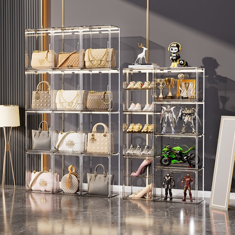 Stackable Transparent Storage Box Magnetic Suction Bookcase Handbag Display Rack, Style: Side Opening - Storage Boxes by PMC TechLife | Online Shopping South Africa | PMC TechLife