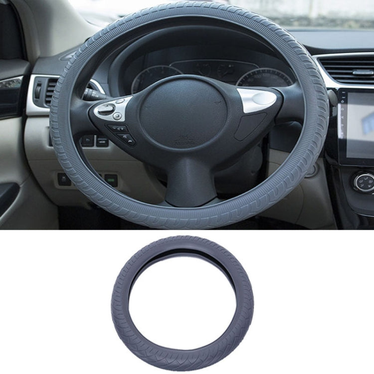 For 36cm-40cm Diameter Steering Wheel Car Silicone Protective Cover Wear Resistant Non-Slip Tire Pattern Driving Grip Sleeve(Gray) - Steering Wheel Accessories by PMC TechLife | Online Shopping South Africa | PMC TechLife | Buy Now Pay Later Mobicred