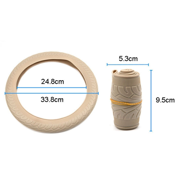 For 36cm-40cm Diameter Steering Wheel Car Silicone Protective Cover Wear Resistant Non-Slip Tire Pattern Driving Grip Sleeve(Beige) - Steering Wheel Accessories by PMC TechLife | Online Shopping South Africa | PMC TechLife | Buy Now Pay Later Mobicred