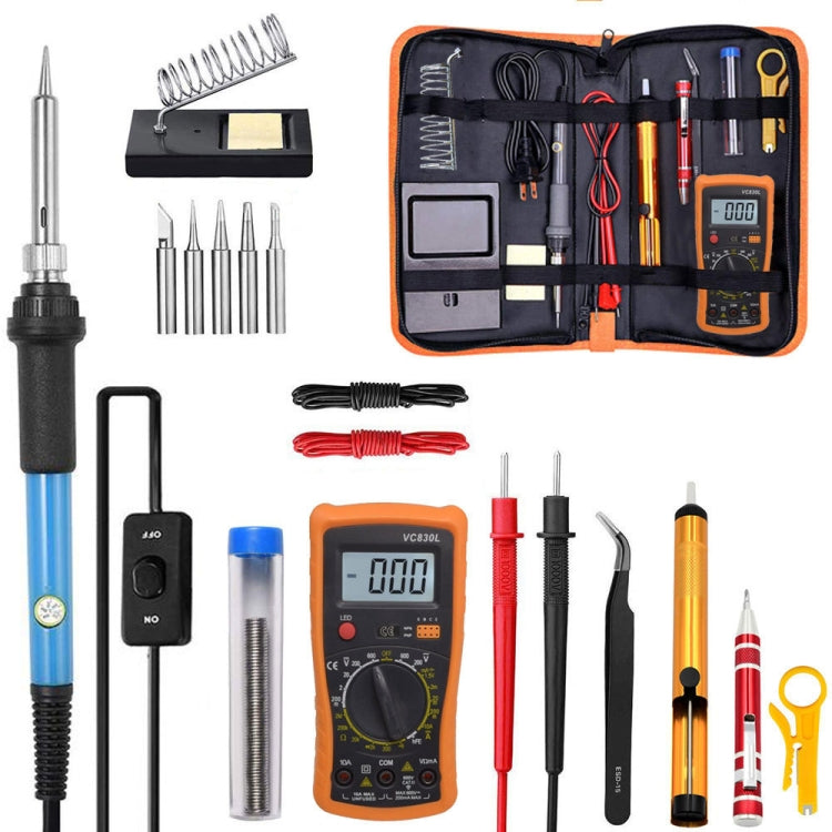 19 in 1 60W Adjustable Temperature Soldering Iron Multimeter Tool Set, Color: Blue EU Plug - free shipping - PMc TechLife - Order now!