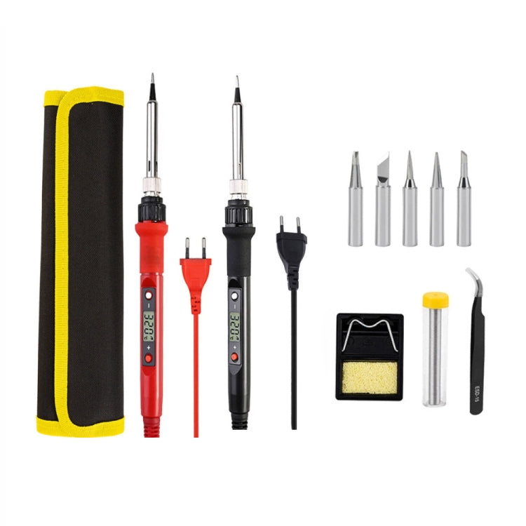 10pcs/ Set  80W Internal Heating Welding Digital Display Soldering Iron Temperature Adjustment Set, Model: Red EU Plug - Electric Soldering Iron by PMc TechLife | Online Shopping South Africa | PMc TechLife | Buy Now Pay Later Mobicred