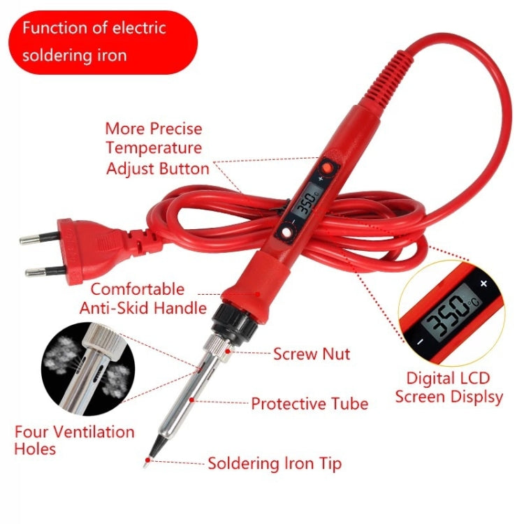 10pcs/ Set 80W Internal Heating Welding Digital Display Soldering Iron Temperature Adjustment Set, Model: Red US Plug - Electric Soldering Iron by PMc TechLife | Online Shopping South Africa | PMc TechLife | Buy Now Pay Later Mobicred